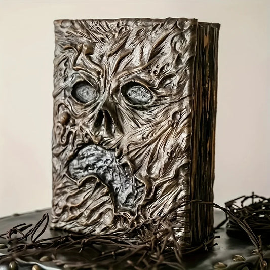 Necronomicon-Inspired 3D Art Sculpture Book - Dark Magic Evil Summoning Prop for Home Decor, Coffee Brown Cardboard, Unique Pape