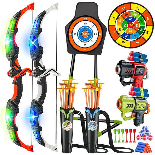 VATOS 2X Bow And Arrow For Kids Night Light Archery Target