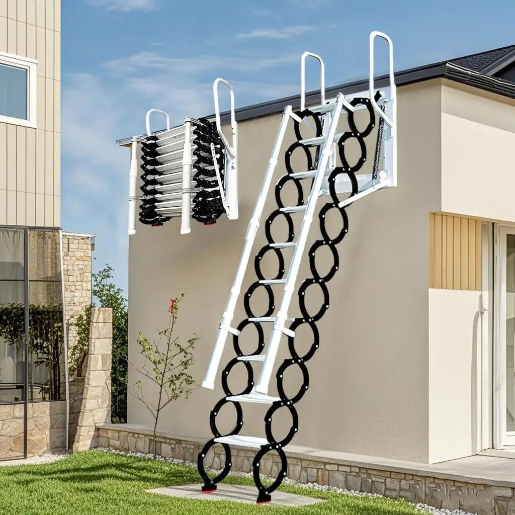 Attic Ladder Pull Down System, Wall Mounted Folding Attic Stairs, Titanium Magnesium Aluminum Alloy Telescoping Attic Ladder .