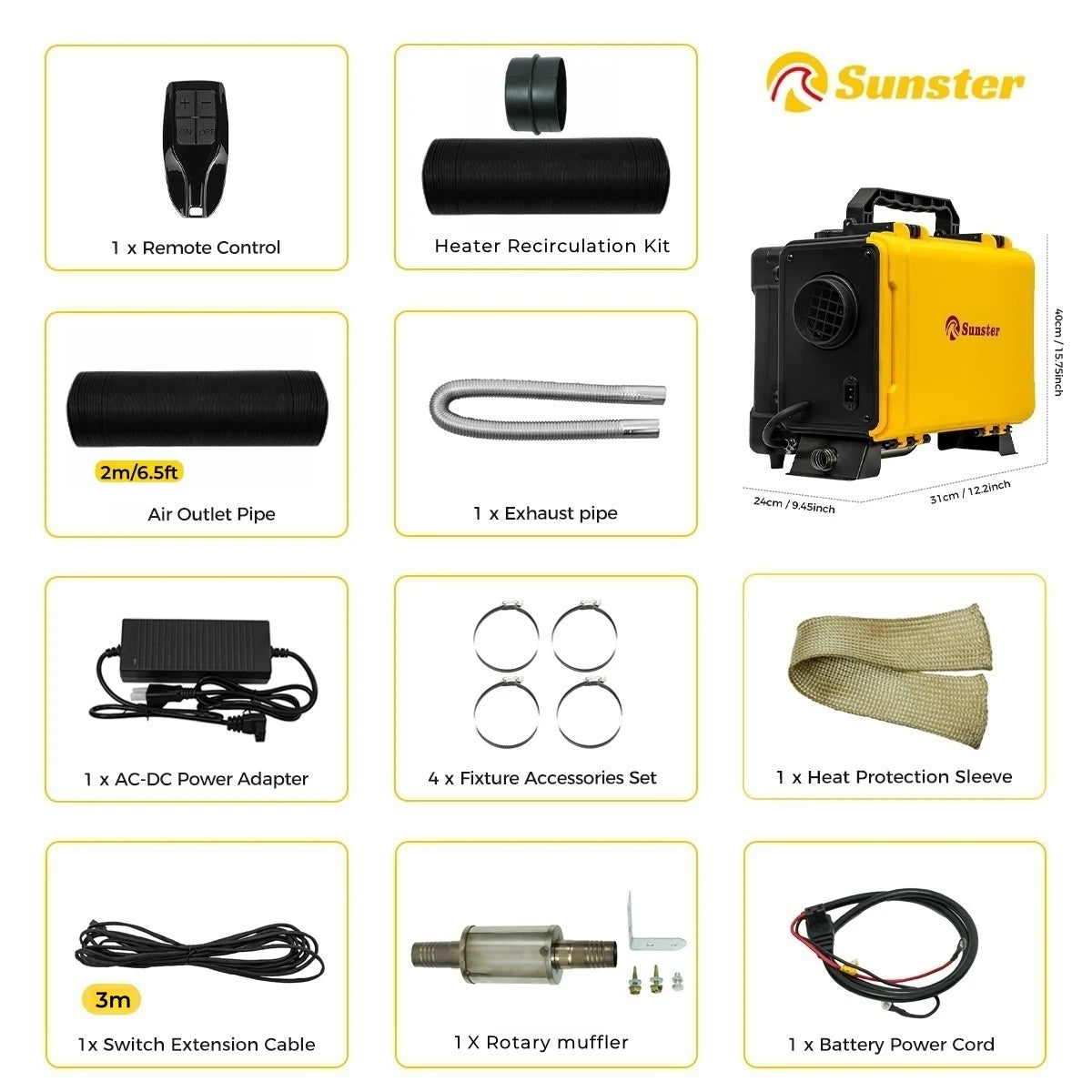 8KW 12V 110-240V Portable Diesel Air Heater With Bluetooth APP&LCD  Parking Night heater for Car RV  Camper Tent Garage Home