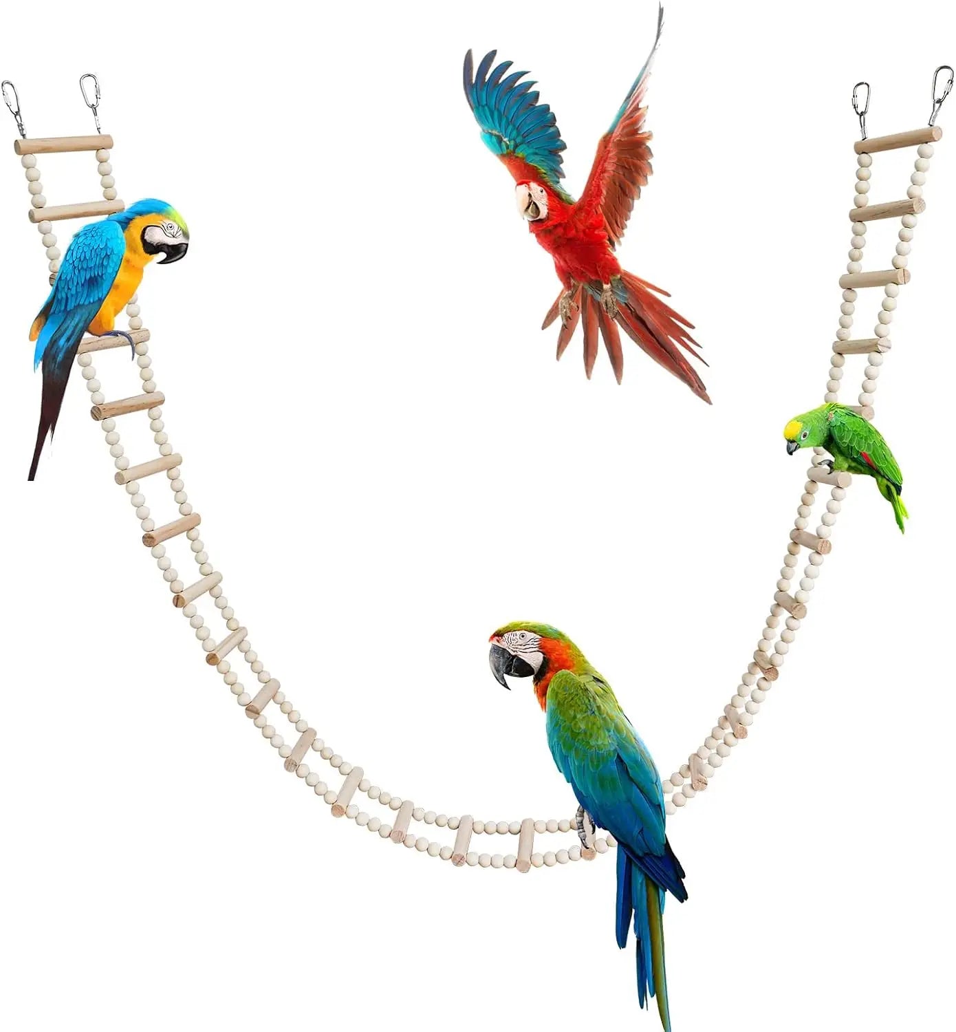 Wooden Bird & Hamster Ladder Bridge, 28-Step Climbing Toy for Parrots, Rats, Squirrels, Parakeets