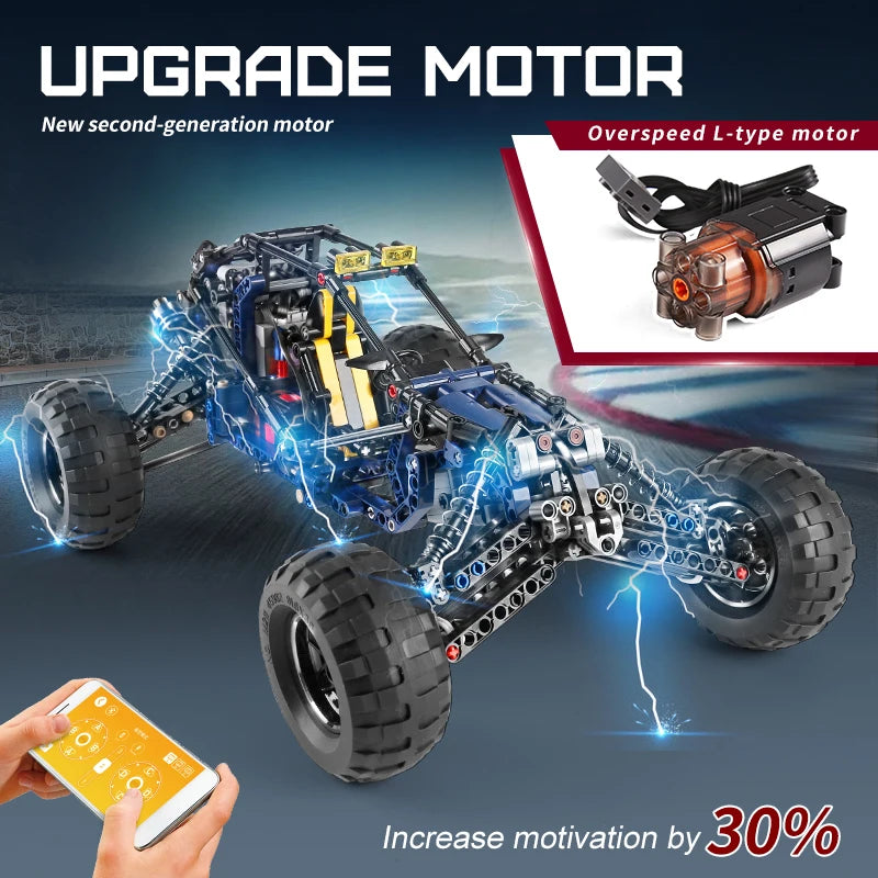 MOULD KING 18018 Technical Blue Lightning Buggy Remote Controlled Building Blocks Toy Set Birthday Gift