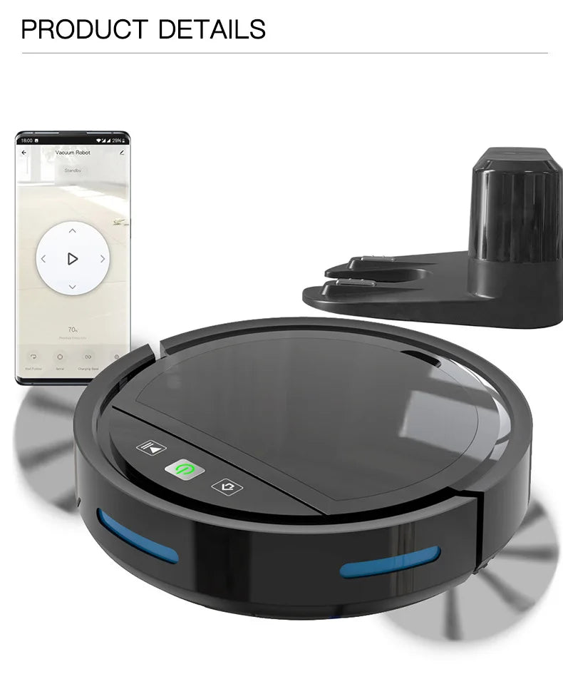 Smart Robot Vacuum Cleaner with 2500Pa Suction, WiFi/APP Control, Auto Recharge, Sweep/Mop/Vacuum for Pet Hair & Carpets