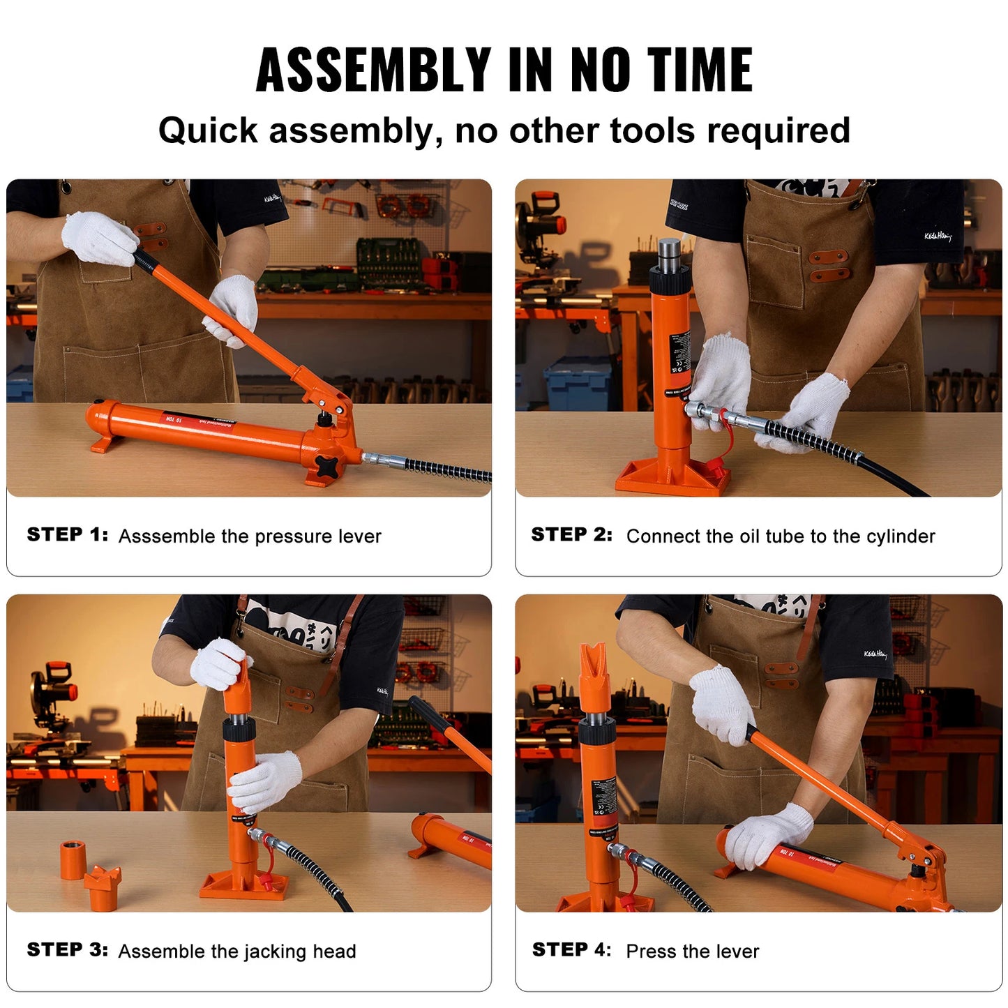 SucceBuy 12T Porta Power Kit Portable Hydraulic Jack with Oil Hose Auto Body Frame Repair Kit with Storage Case for Car Repair