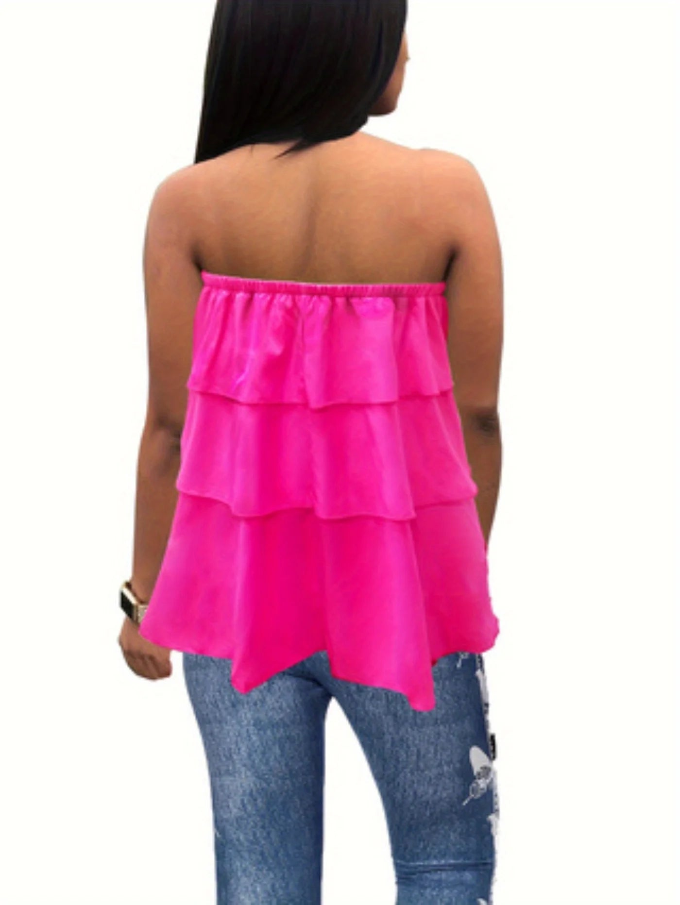 Large Size Sexy Casual Pure Color Patchwork Backless Blouse with Straps