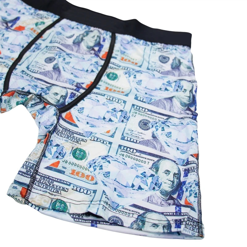 5Pcs Fashion Print Men Underwear Boxer Cueca Man Panties Lingerie Men Underpants Boxershorts Trunks Plus Size XL-5XL Men's Boxer