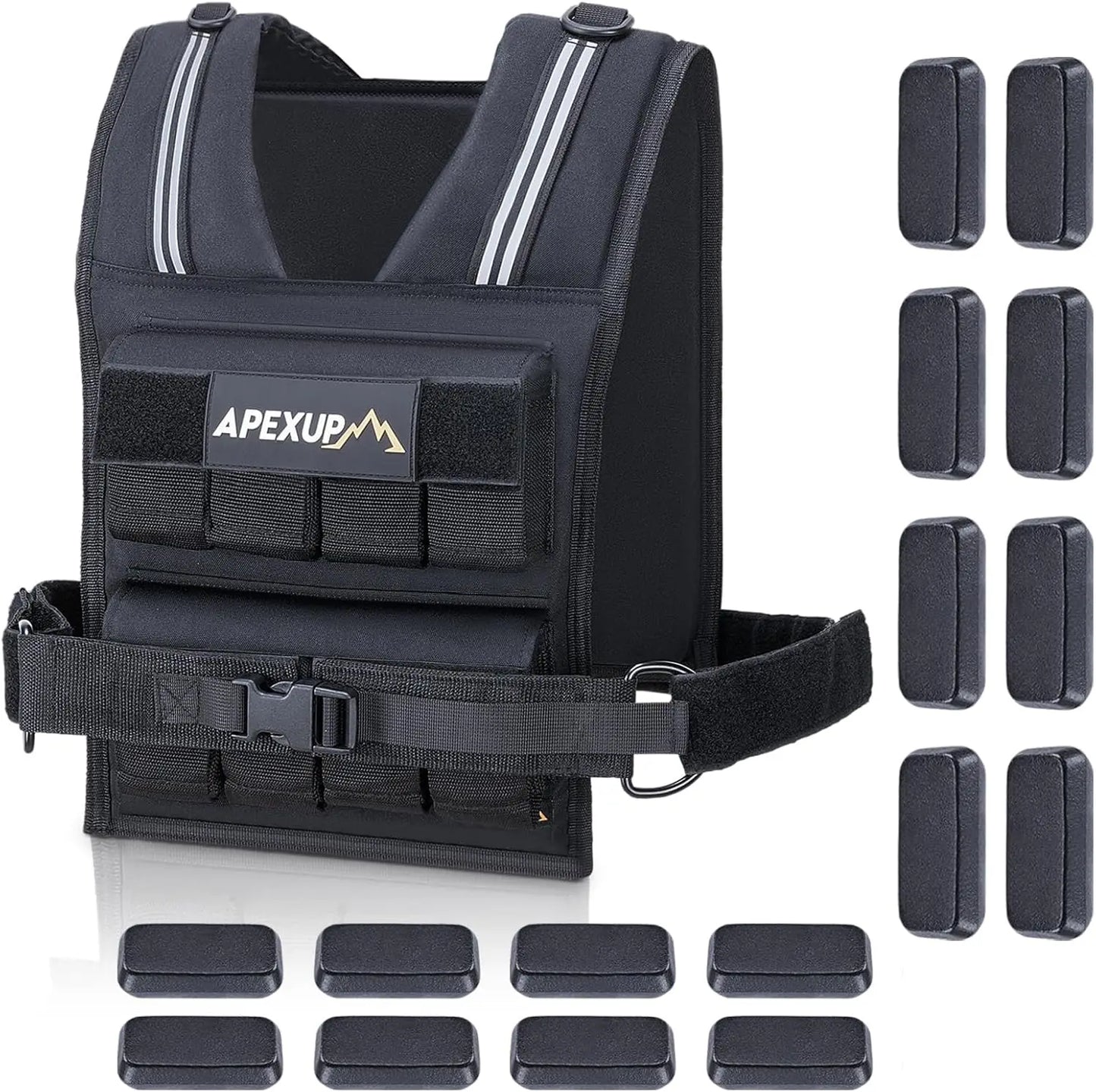 Adjustable Weighted Vest Men 20lbs/30lbs/40lbs Weights with Reflective Stripe, Weight Vest Woman Workout Vest for Strength Train