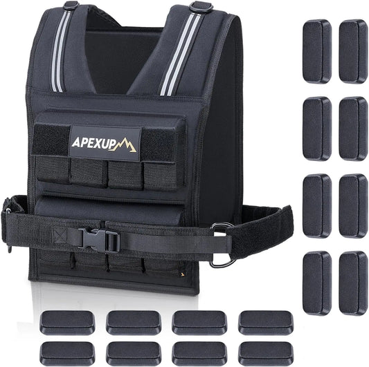 Adjustable Weighted Vest Men 20lbs/30lbs/40lbs Weights with Reflective Stripe, Weight Vest Woman Workout Vest for Strength Train