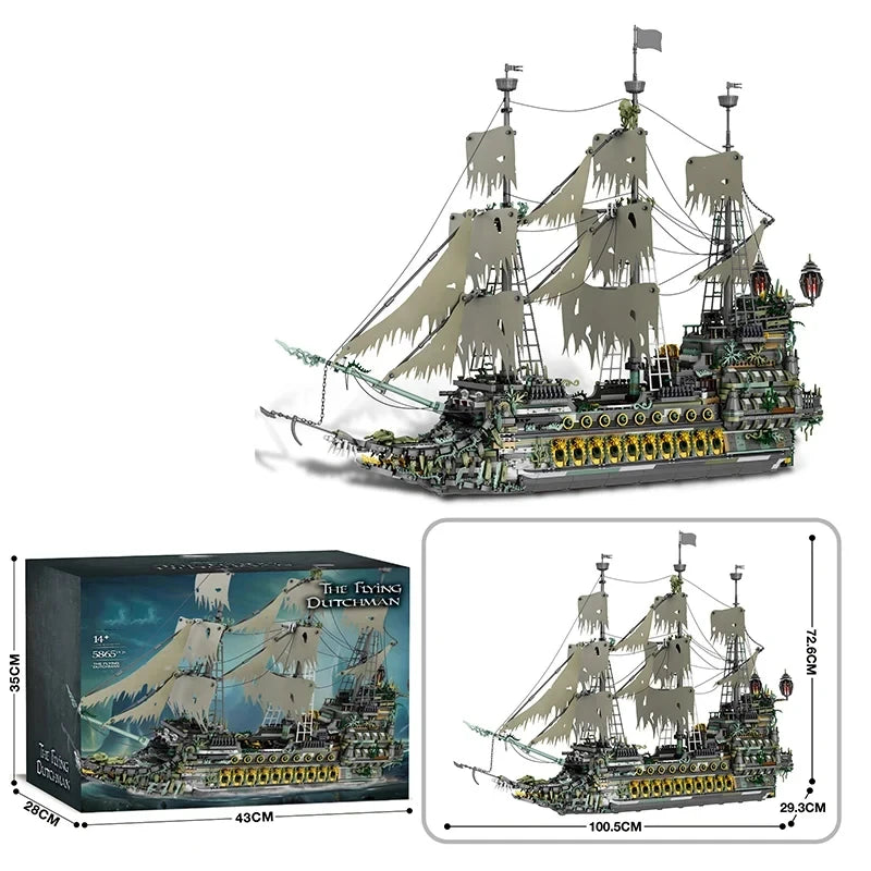The Flying Dutchman Pirate Ship Building Blocks Classic Ghost Ship Model Bricks Desktop Decoration Kids DIY Toys Gifts