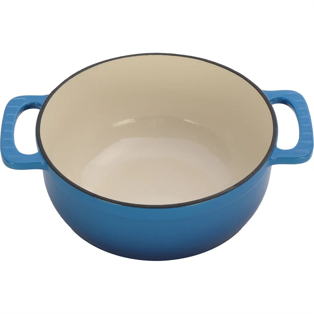 Cast Iron Enamel Pot Set 7.5Qt Gradient Blue Gloves