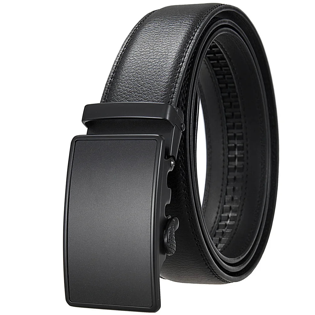 Genuine Leather Belt For Men Automatic Buckle 3.5cm Black