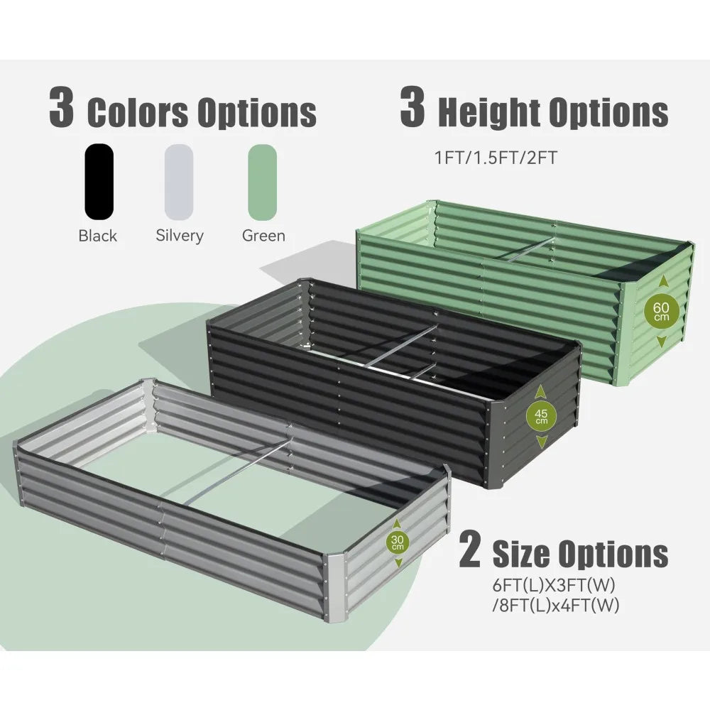 Galvanized Raised Garden Bed, Large Metal Planter Box for Gardening Vegetables Fruits Flowers, Outdoor Planter Garden Boxes
