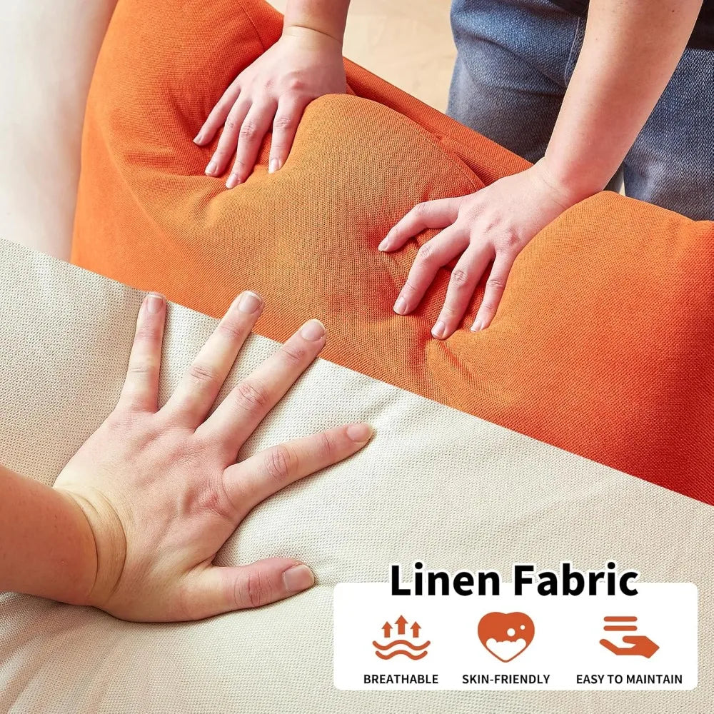 Couch for Living Room, 79" Modern Sofa with Removable Cover and Deep Seat, Linen 3 Seater Comfy Sofa for Small Spaces