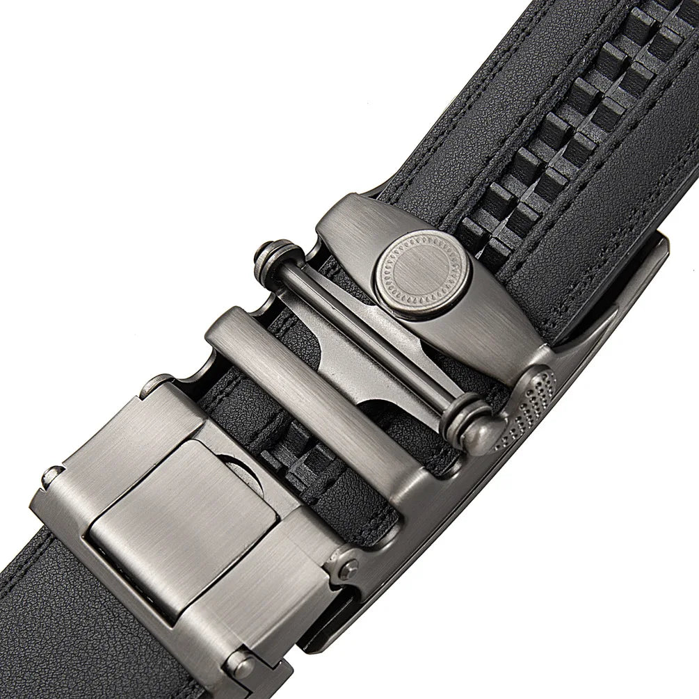 Genuine Leather Belt For Men Automatic Buckle 3.5cm Black