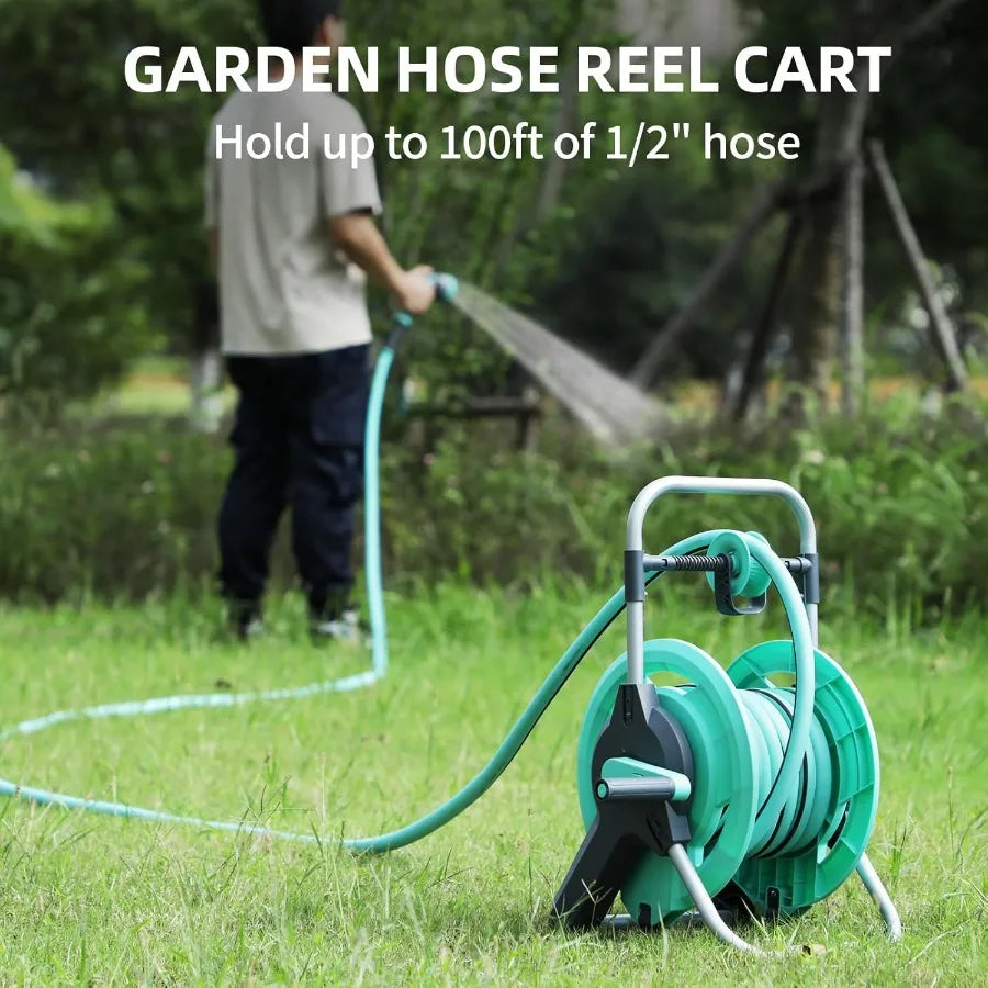 Portable Garden Hose Reel Cart Hold Up to 5075 Ft Hose Garden Hose Holder Tools With BuiltIn Guide for Outside Car Washing Wate