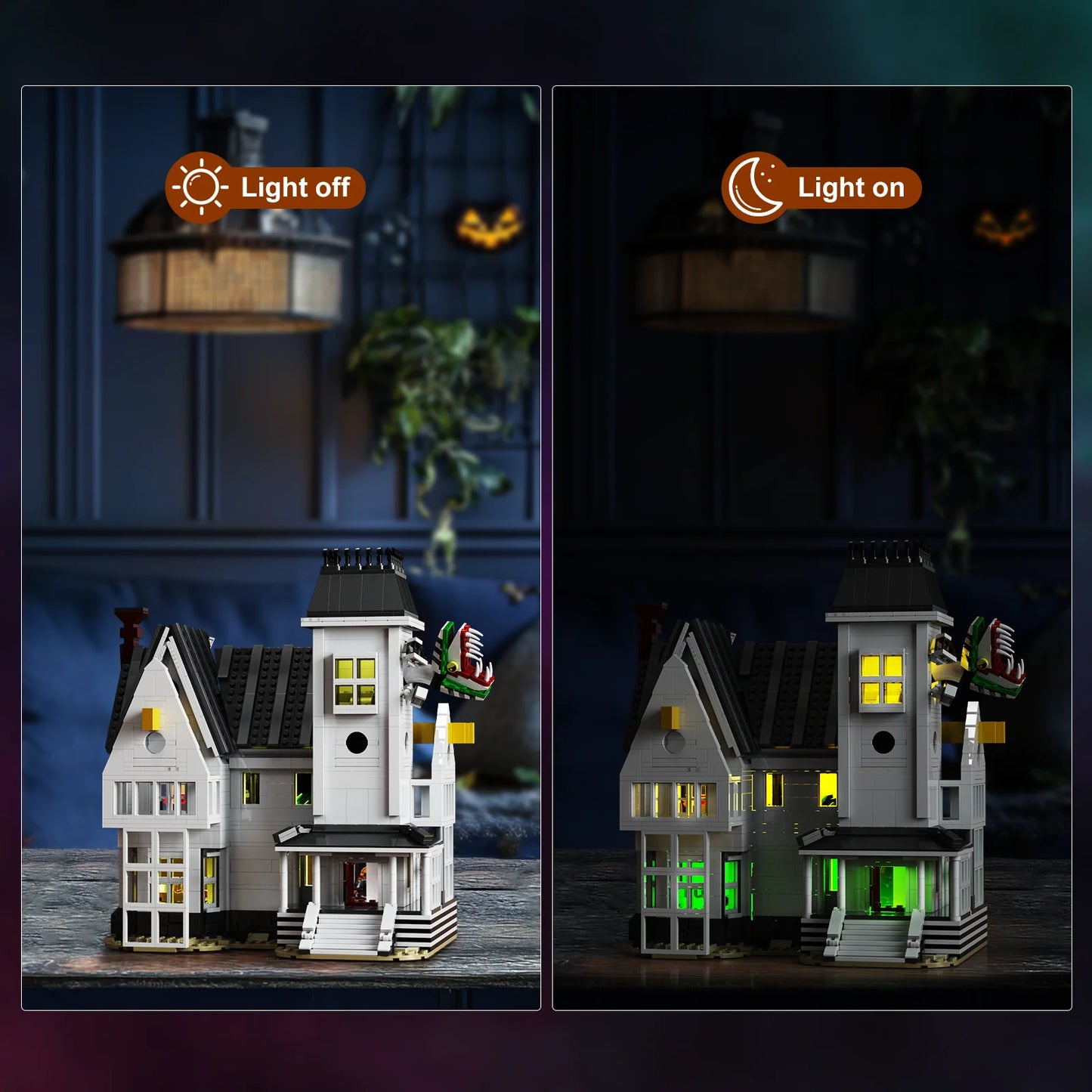 Beetle House Building Block Set Halloween Horror Home Model Toy Christmas Gifts for Adults and Friends(1851 Pcs)