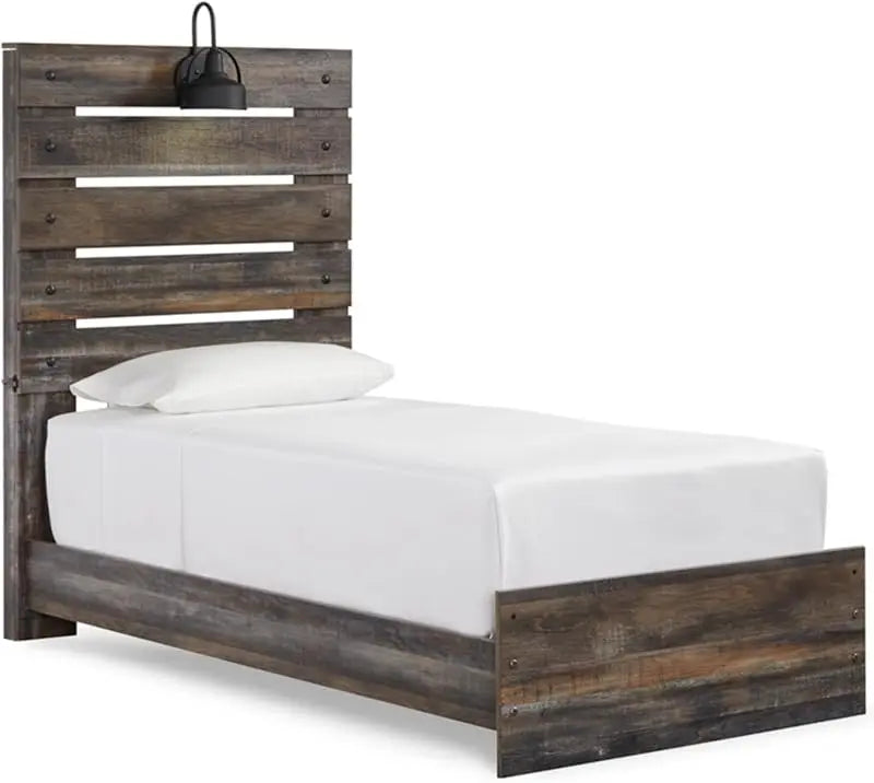Drystan Rustic Panel Headboard ONLY with USB Charging Stations, Twin, Brown