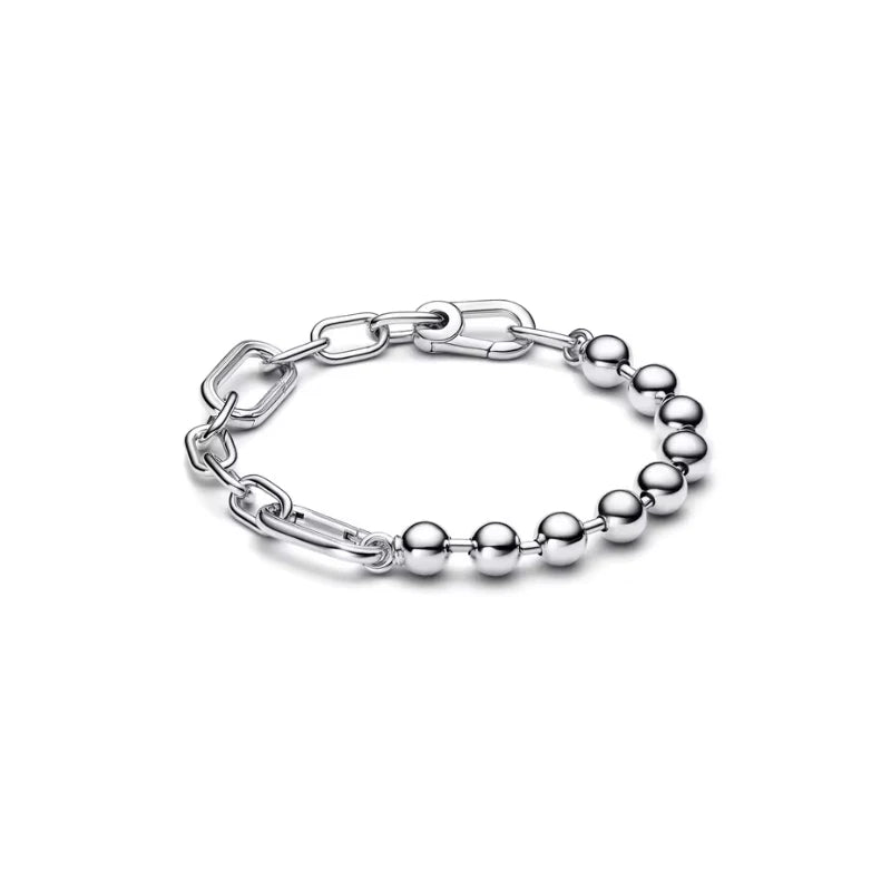 Pulsera de Lujo Plata de Ley 925 Original para Mujer – Compatible con Cuentas Redondas Finas, Joyería 2025