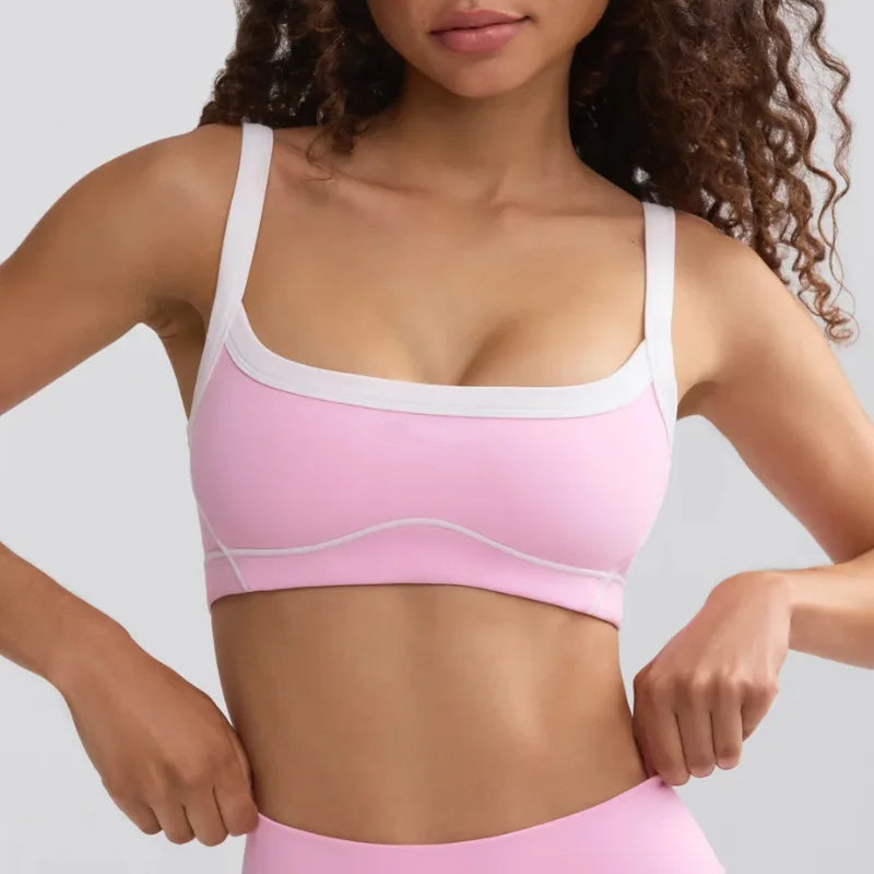 New Yoga Set Workout Clothes for Women Sports Bra Shorts Leggings Two-piece Set Outfits Pink Contrast Gym Set Tracksuit Women