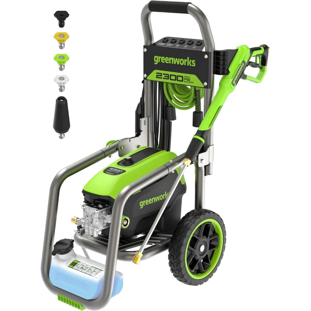Certified 2300 PSI Electric Pressure Washer with 2.3 GPM Max and 1.2 GPM Flow Rate - Foldable Handles, Durable Steel Constructio