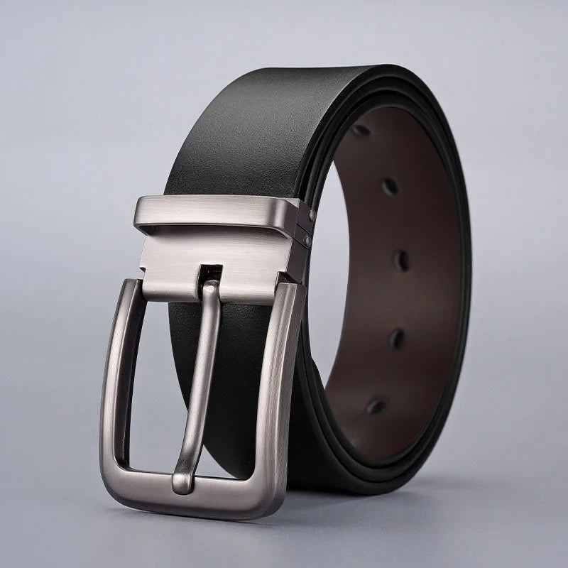 120 130 140cm Leather Cowhide Men's Belt Fashion Metal Alloy Pin Buckle Adult Luxury Brand Jeans Business Waist Male Strap Brand