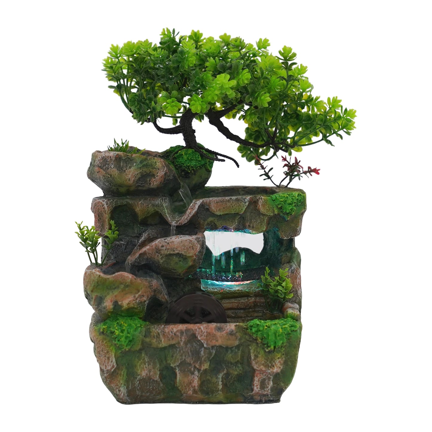 Indoor Tabletop Fountains Waterfall Fountain with LED Light Relaxation Zen Meditation Decor for Home Office Bedroom