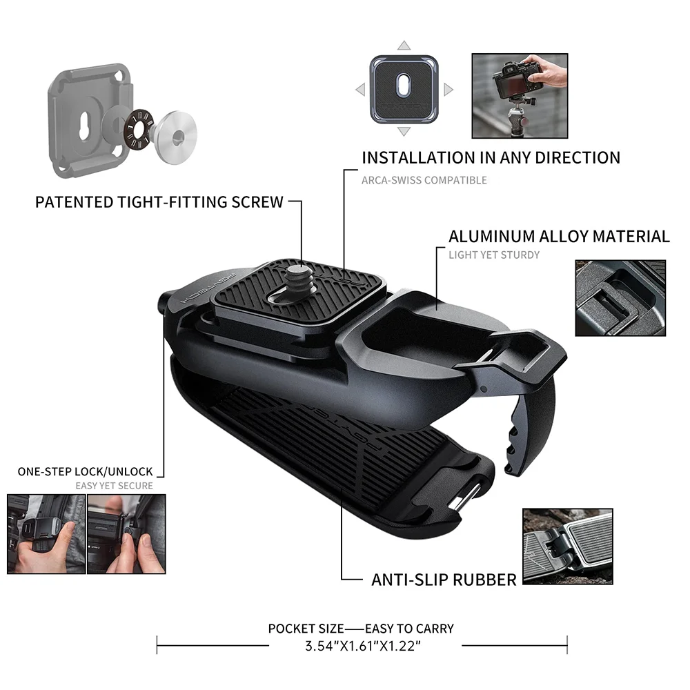 PGYTECH Beetle Clip with Plate Quick Release System DSLR