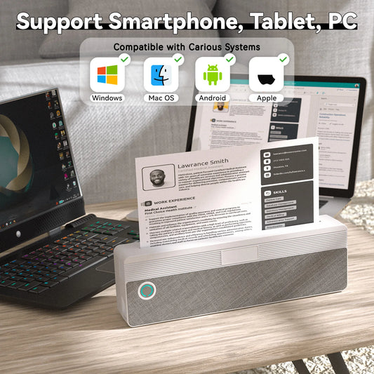 PeriPage P81 Portable Thermal Printer Wireless Travel - Mobile Compact Printer Support 8.5 X 11 US Letter & A4 Thermal Paper