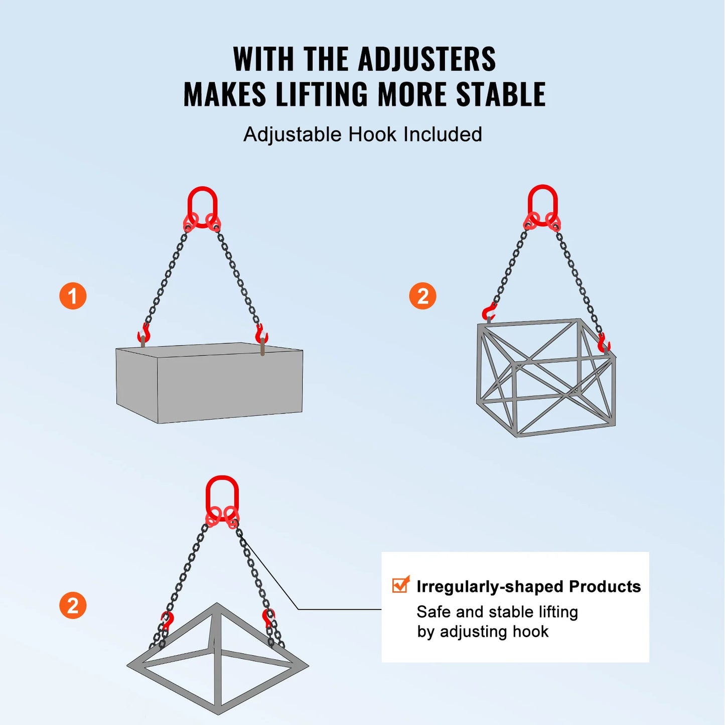 SucceBuy 3T 5ft Lifting Sling Chain 5/16 inch G80 Lifting Chains with 2 Leg Grab Hooks for Engine Hoist Engine Lift Chain