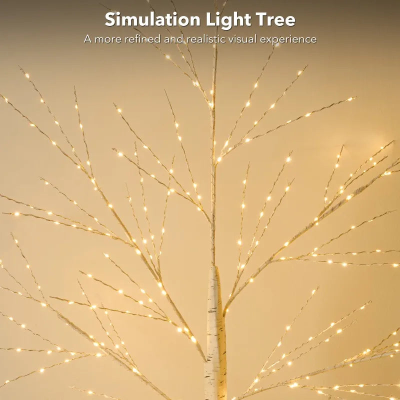 Artificial Tree, 6ft Lighted Indoor & Outdoor Birch Tree, Christmas Holiday Lighting Decoration