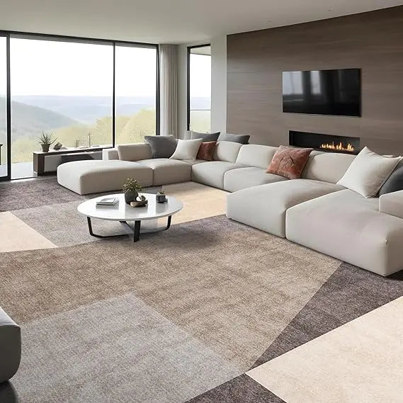 Washable Modern Area Rug: 10x14 Large Geometric Area Rugs for Living Room & Bedroom with Non-Slip Backing Modern Geometric Carpe