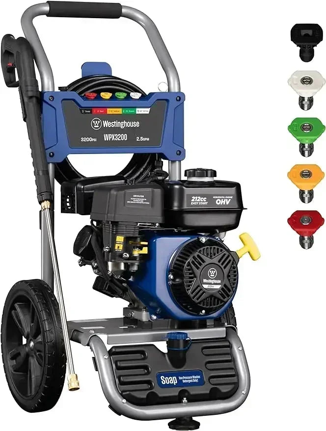 WPX3200 Gas Pressure Washer, 3200 PSI and 2.5 Max GPM, Onboard Soap Tank, Spray Gun and Wand, 5 Nozzle Set, for Cars/Fences