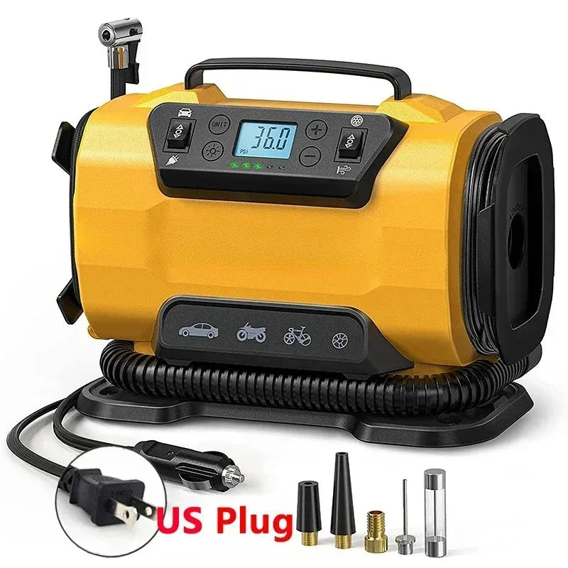 110V-230V AC/DC Dual Power Portable Inflation Pump Car Air Compressor for Home Auto Dual Inflatable Boat Bicycle Tire Inflator