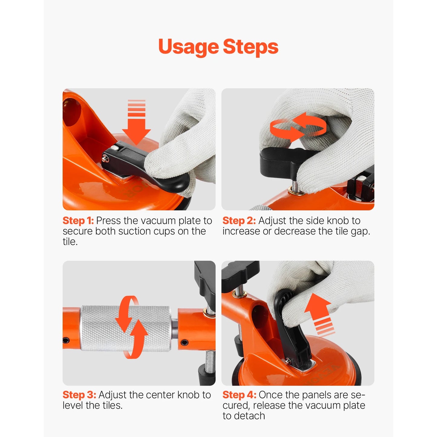 VEVOR 2 Packs Stone Seam Joiner 180° Adjustable Seamless Seam Setter with 5 in Vacuum Suction Cups Installation Tool for Tile