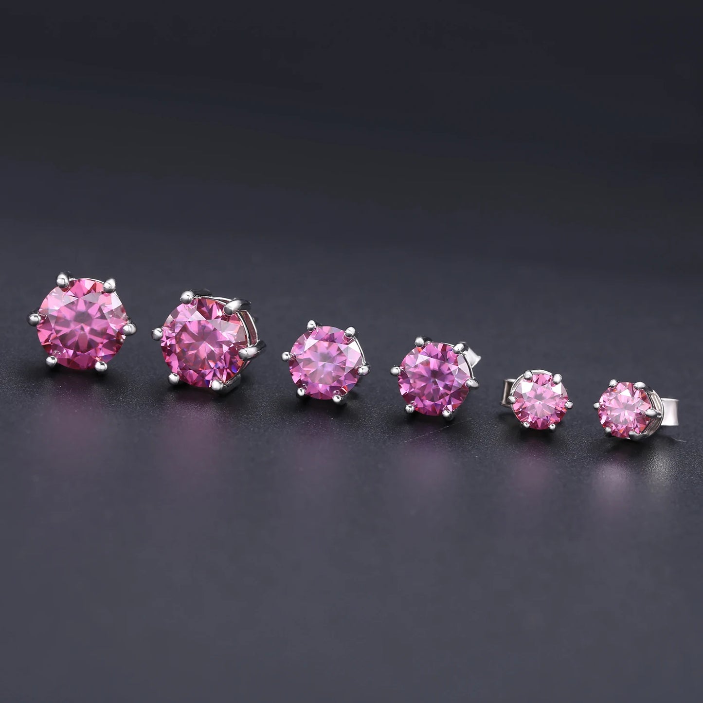 Gems Ballet Moissanite Stud Earrings 925 Silver Six Prongs