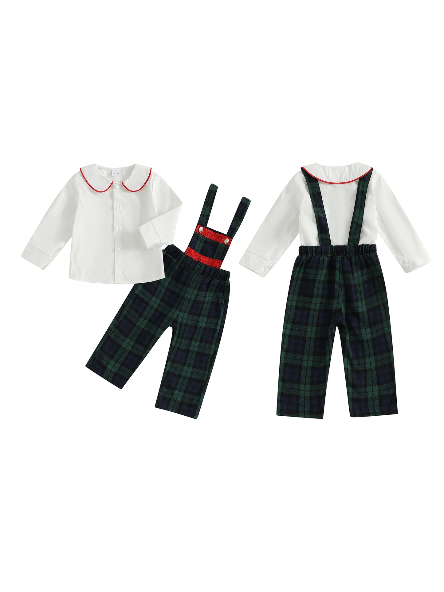 Toddler Boys 2-Piece Formal Wear Set with Bow Tie Shirt and Suspender Pants for Wedding Party Outfit 1-6 Years