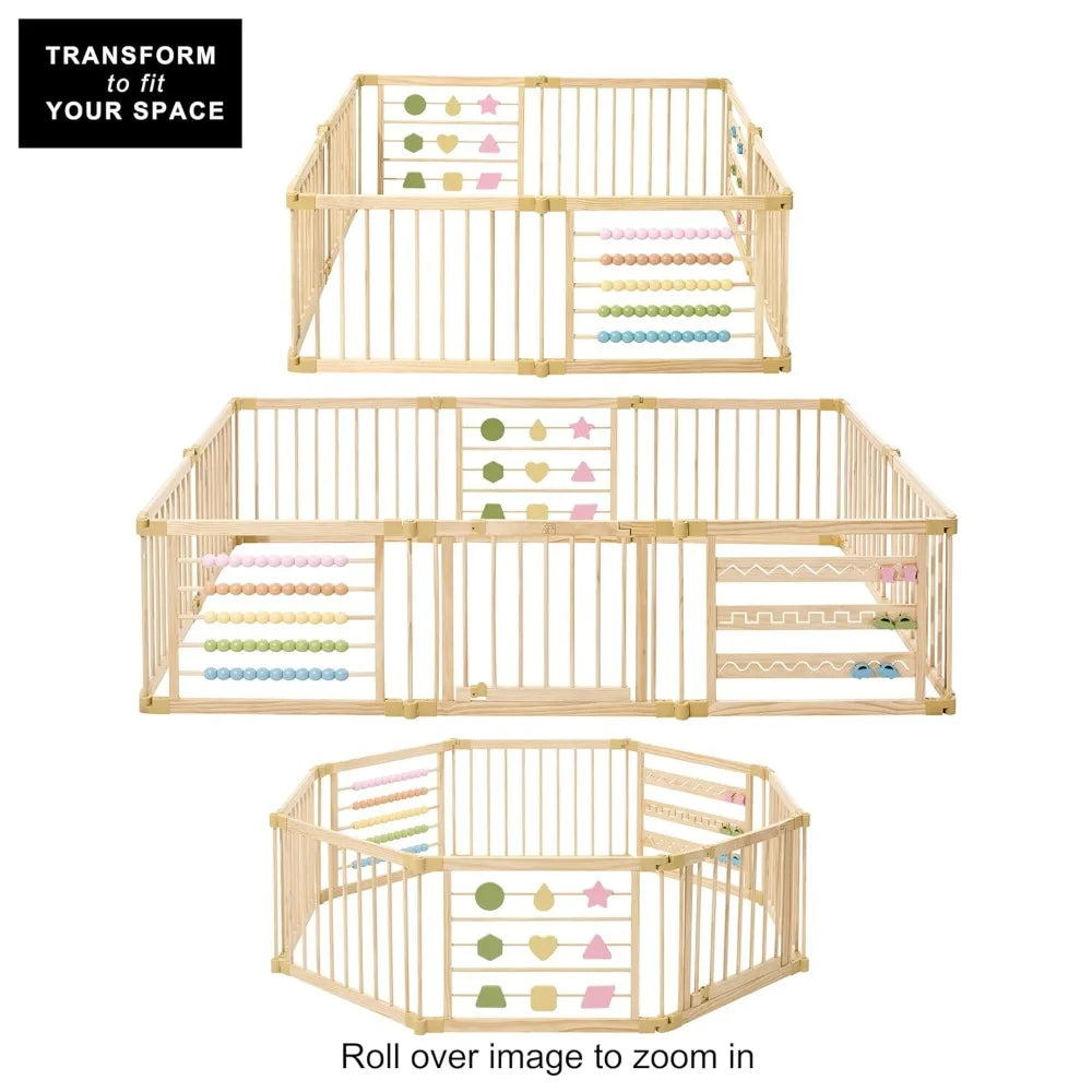 New upgrade-Wooden Playpen Extra Large for Toddlers and Babies - Foldable, Expandable, Adjustable - 8-10 Panels-Hot-Sell!