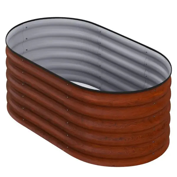 Outsunny Galvanized Raised Garden Bed, Brown, 3.4x2ft, with Safety Edging, Metal Planter Kit for Vegetables