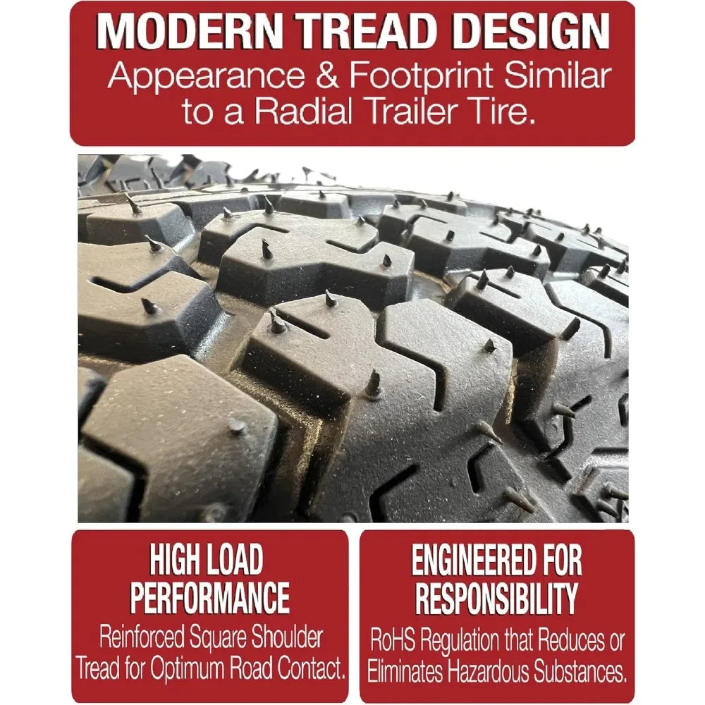 HOME.2-Pack Trailer Tire On Black Wheel Modular Rim ST205/75D15 Load Range C 5 Lug