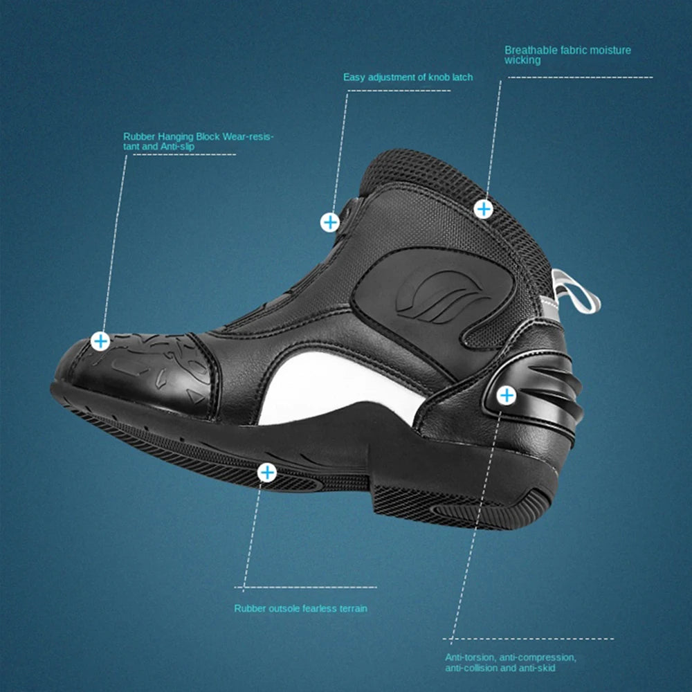 Motorcycle Riding Shoes With Lock Motorcycle Boots Mountain Bike Racing Anti-fall Summer Waterproof Breathable Casual Boots