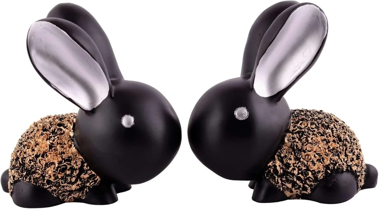 Art-Wheels_handicrafts Rabbit Cute Pair Statue for Home Decor Showpiece | Kids Room Decorative Showpiece (Black)