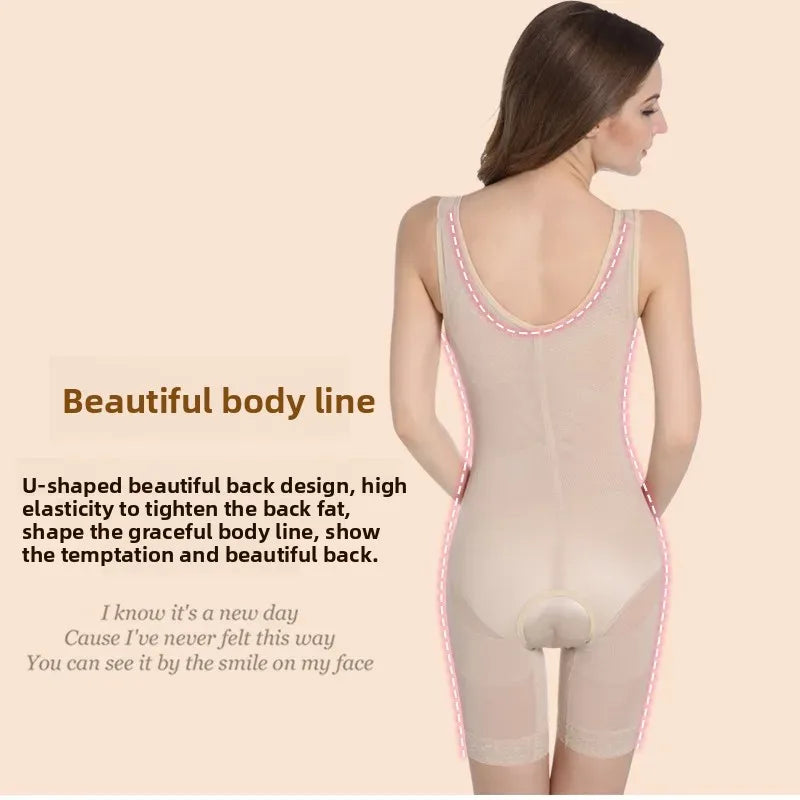 Three-Row Button Bodysuit Open-Crotch Pressure Abdomen Net Lace Body Shaping Underwear Thin Summer Suitable for Men And