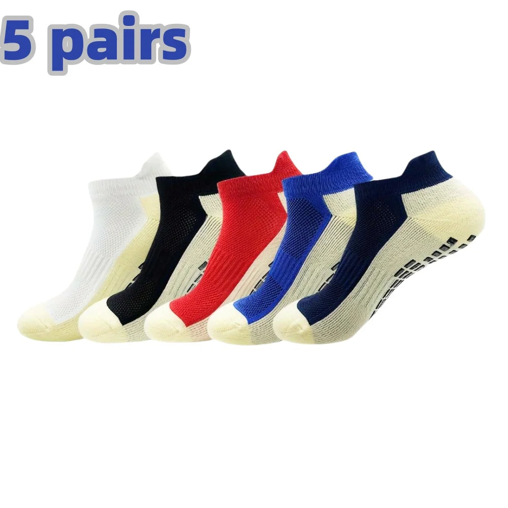 5 pairs of cotton socks for men, anti odor, sweat absorbing, breathable adhesive socks, sports low cut men's socks