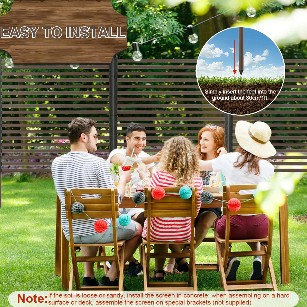 3 Ft Wide 4 Ft High PE Coated Metal Privacy Fence Outdoor