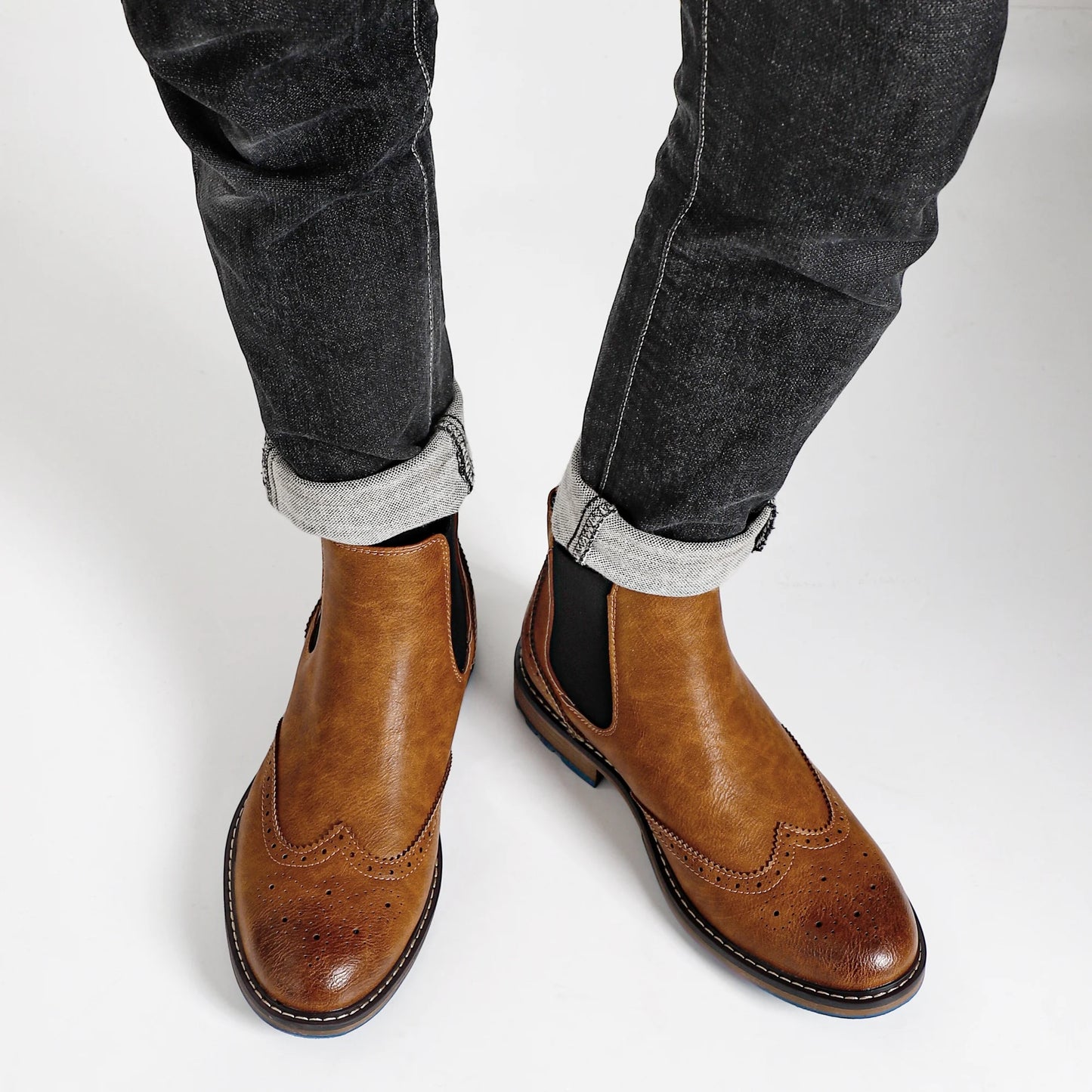 Brogue Men Chelsea Boots American Style Ankle Boots KD646