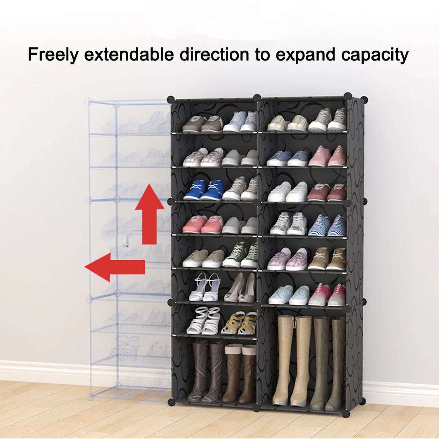 Vertical Shoe Rack Tall Shoe Rack Multifunction Modern Multi Layer Strong Load Bearing Easy To Assemble Space Saving for Home