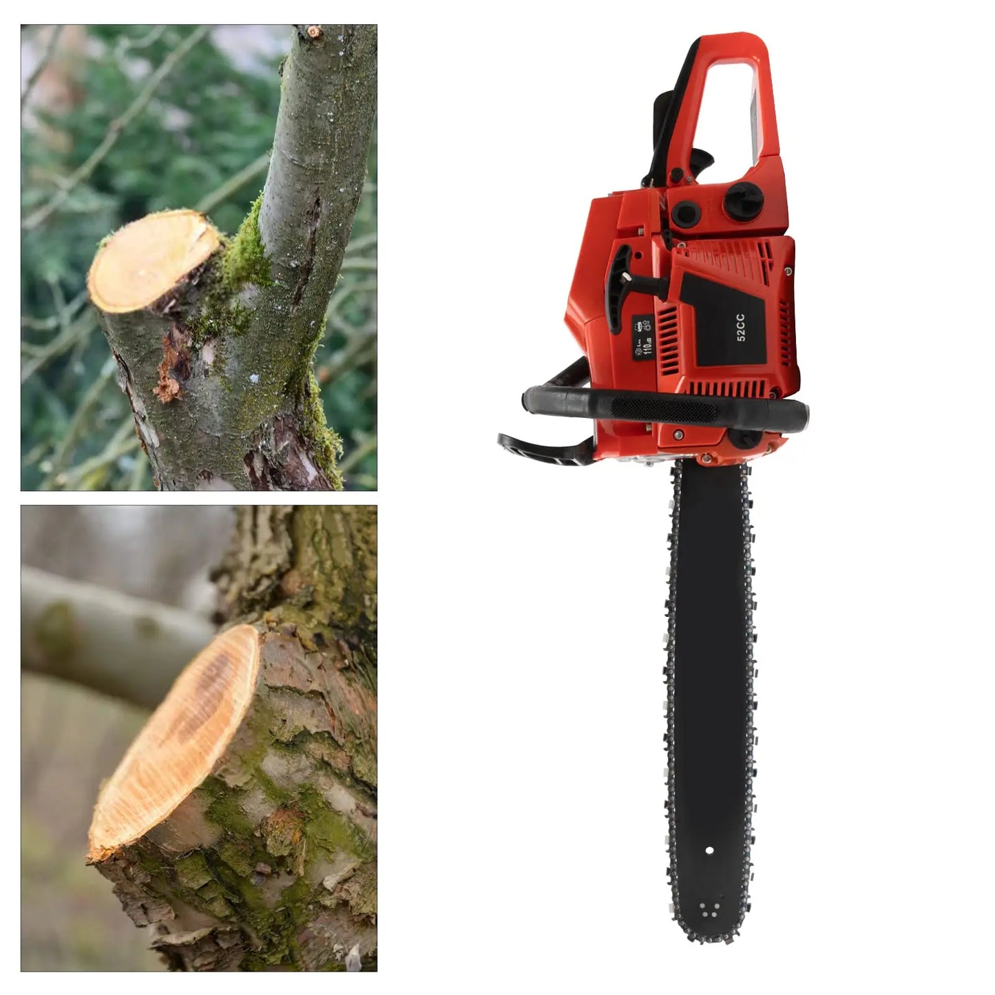52Cc 2-Cycle Gas Powered Chainsaw 20 Inch 2.95Hp Ergonomic Handles & Multi-Angle Cutting Handheld Cordless Chainsaws for Wood Cu