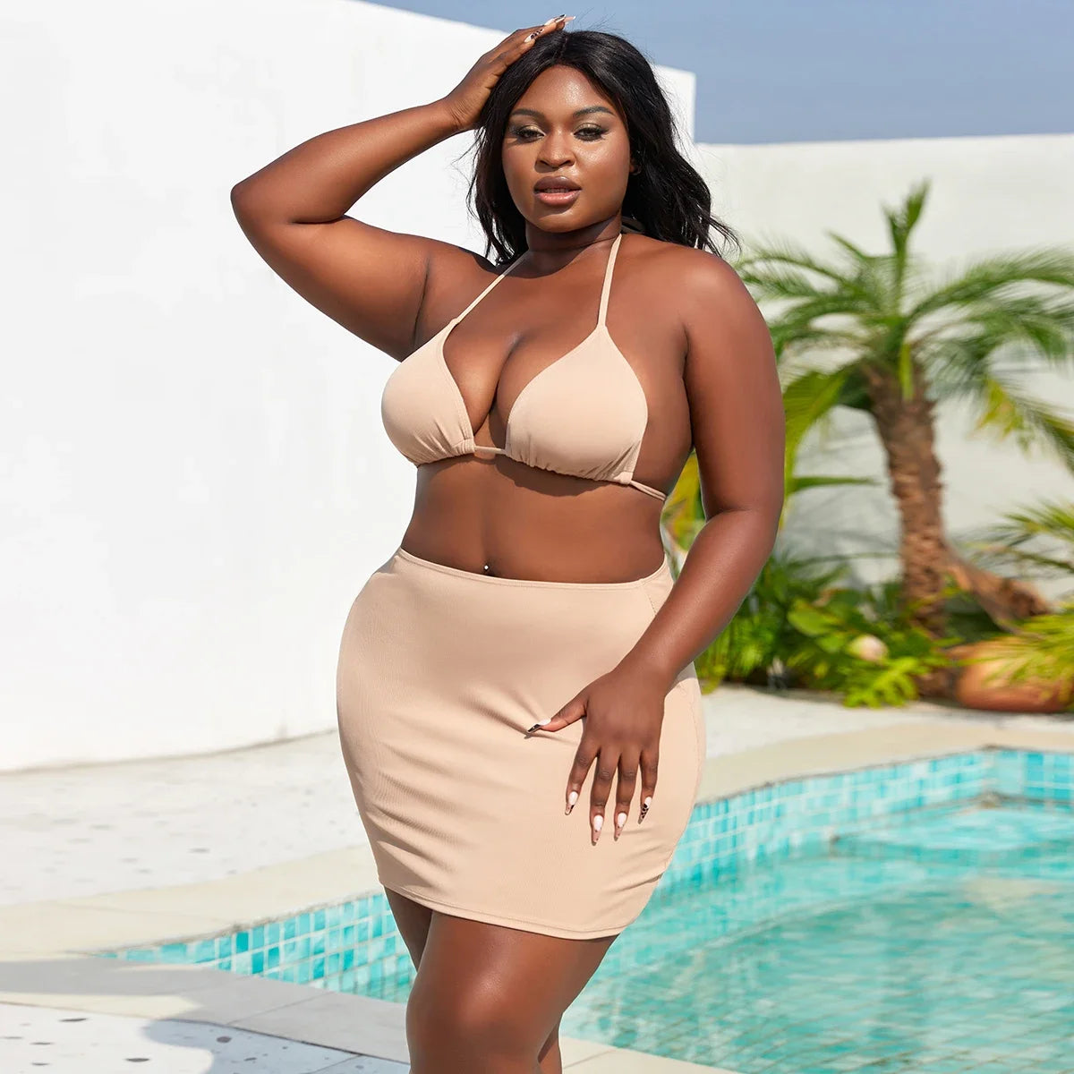 2025 Women Bikinis Set With Cover Swimsuit  Swimwear  Plus Size Push Up  Large Big Floral Swimming Suits Beachwear Bathing Suits