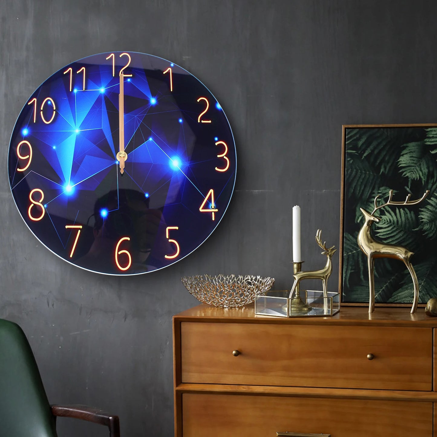 Ultra Thin Glass Wall Clock with Silent Movement Rust Resistant Metal Pointers High Light Transmission Easy to Hang for Home Decor