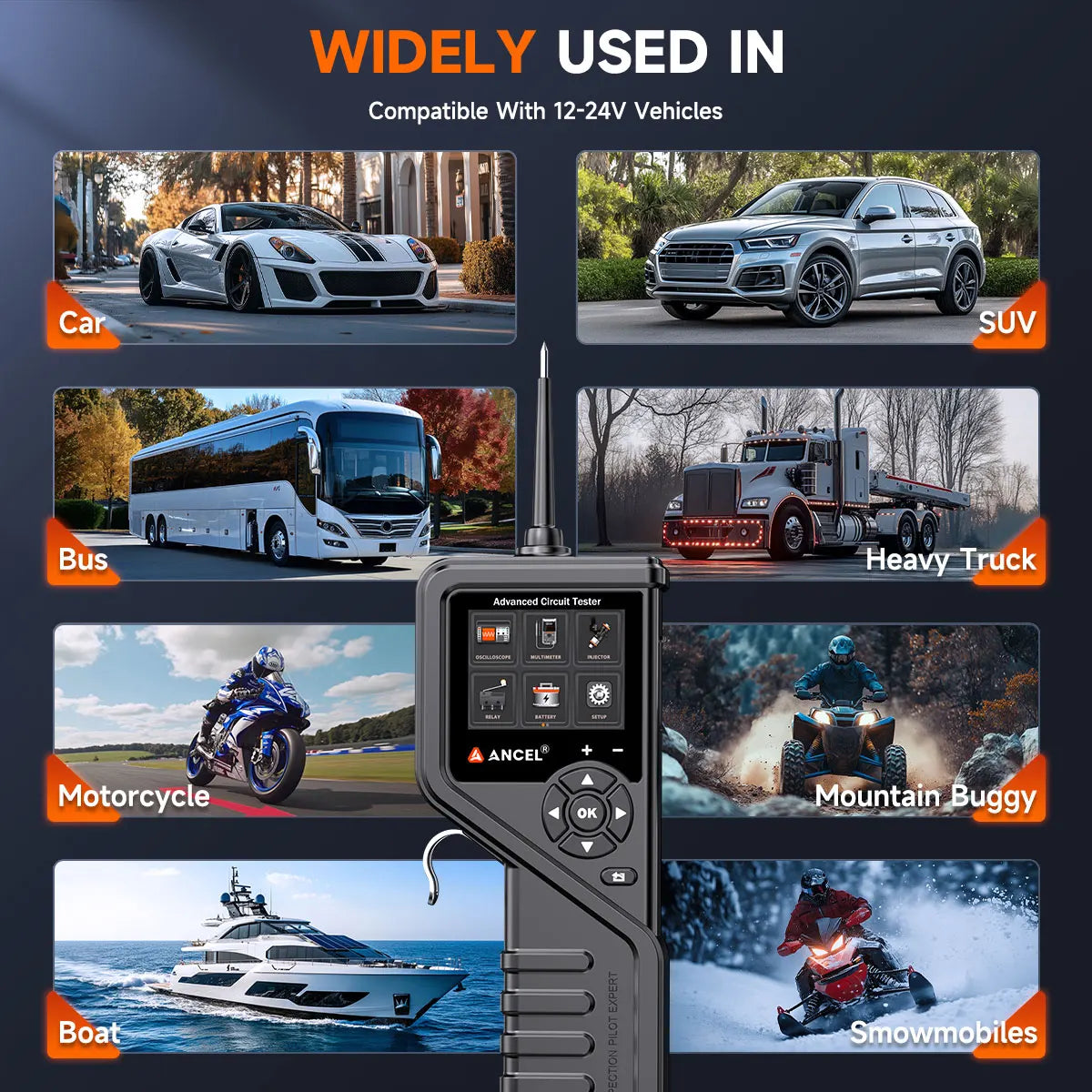 ANCEL PB600 Car Electric Circuit Tester Power Probe Relay Fuel Injector Tester Car Battery Tester Rleay Test Electrical Tool